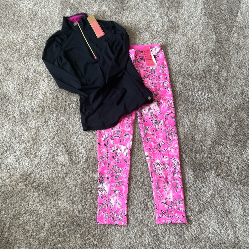 NWT Lilly Pulitzer Luxletic Half Zip (XXS) and Weekender Mid Rise pants (XS)